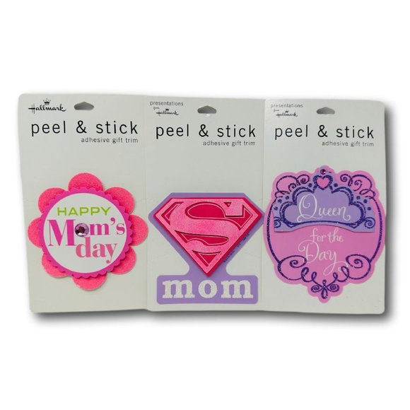 Hallmark Lot of 3 Mother's Day Adhesive Gift Trim Peel and Stick - Picture 2 of 3